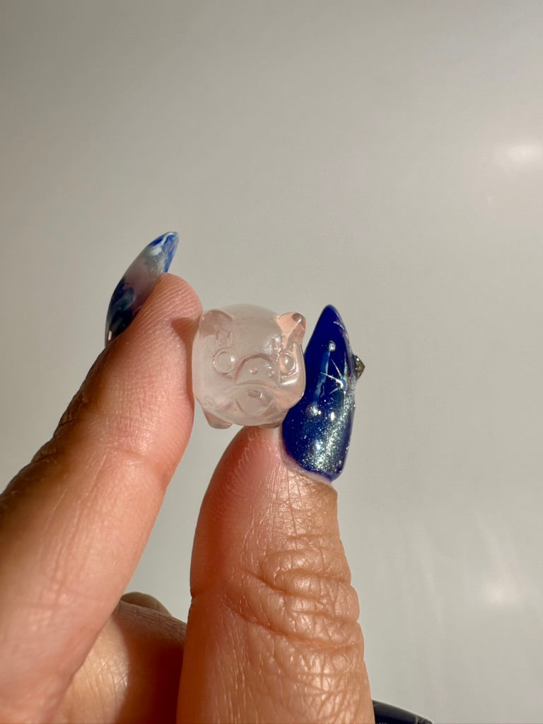 Mini Rose Quartz Pig | Cute Pink Crystal Carving