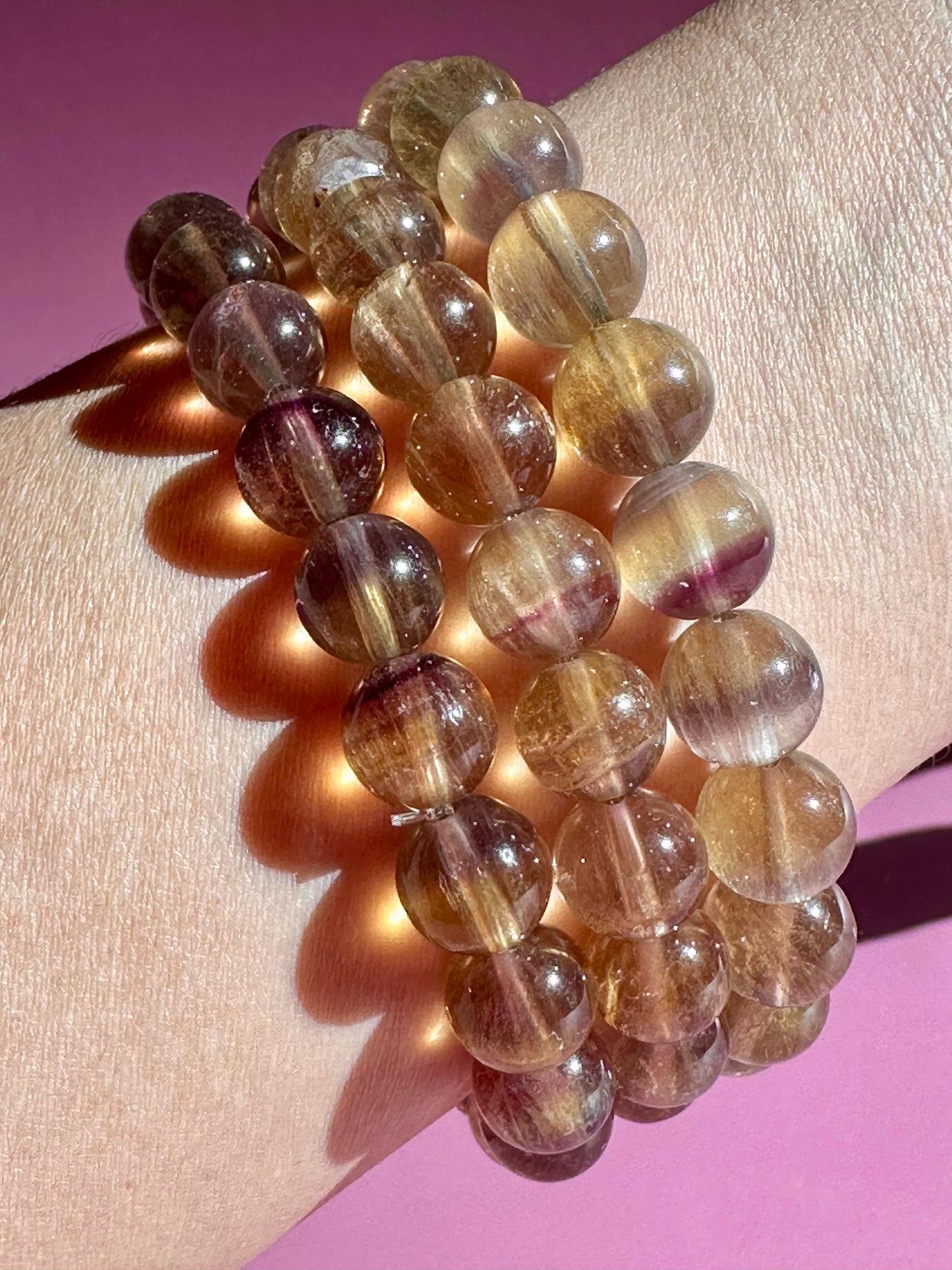 8mm Yellow Fluorite Beaded Bracelet