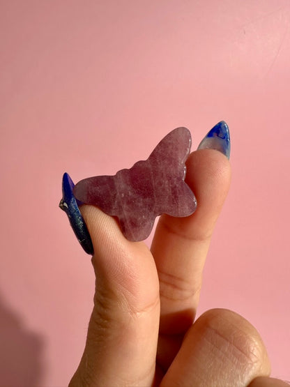 Purple Rose Quartz Butterfly | Crystal Carving