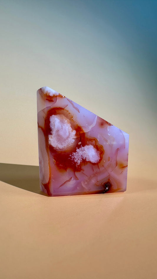 Pink Carnelian Flower Agate Gusher – Option E