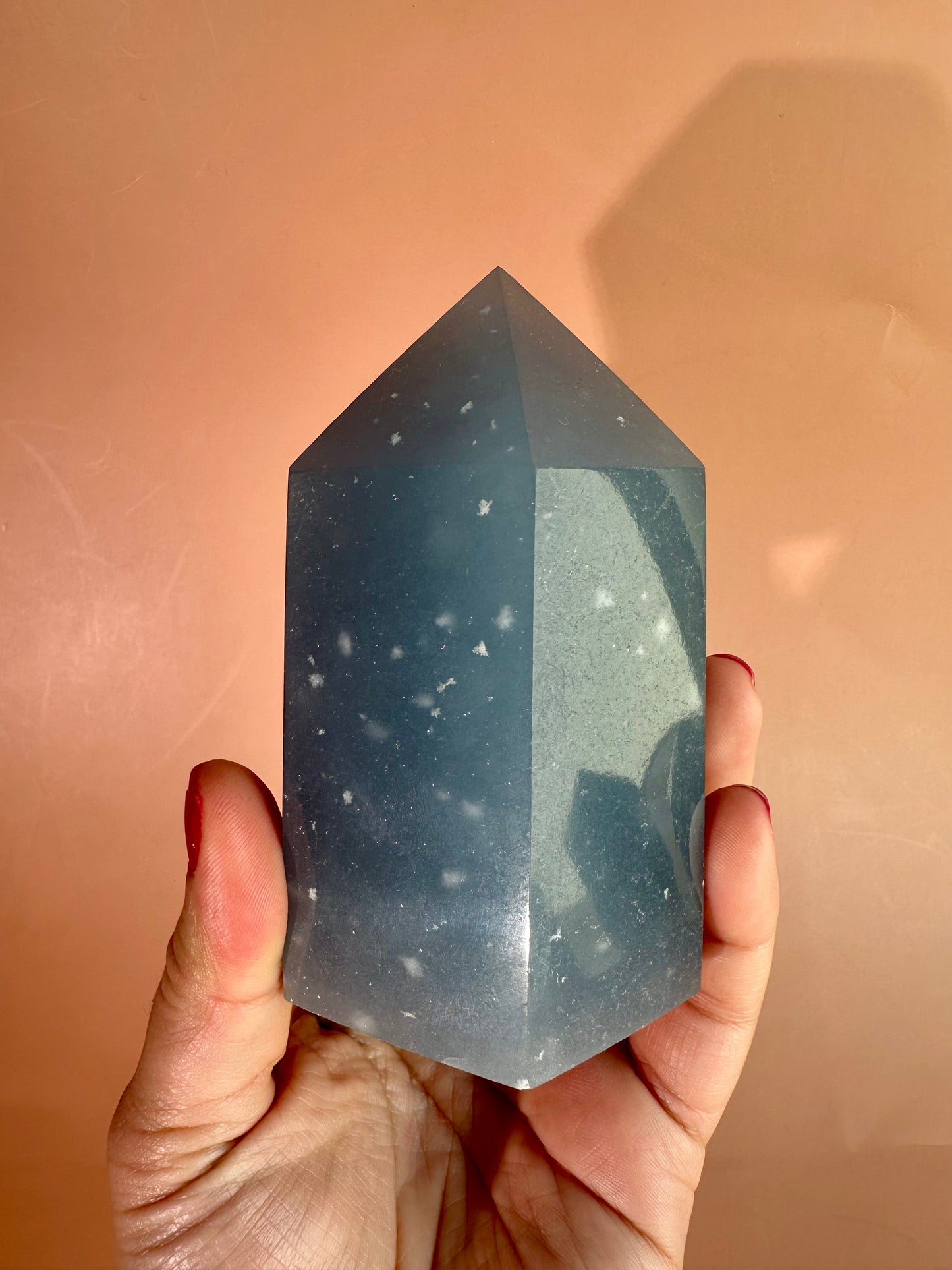 Large Peruvian Snowflake Angelite Tower - D