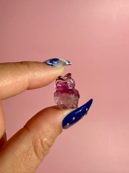 Mini Rainbow Fluorite Owl | Crystal Carving