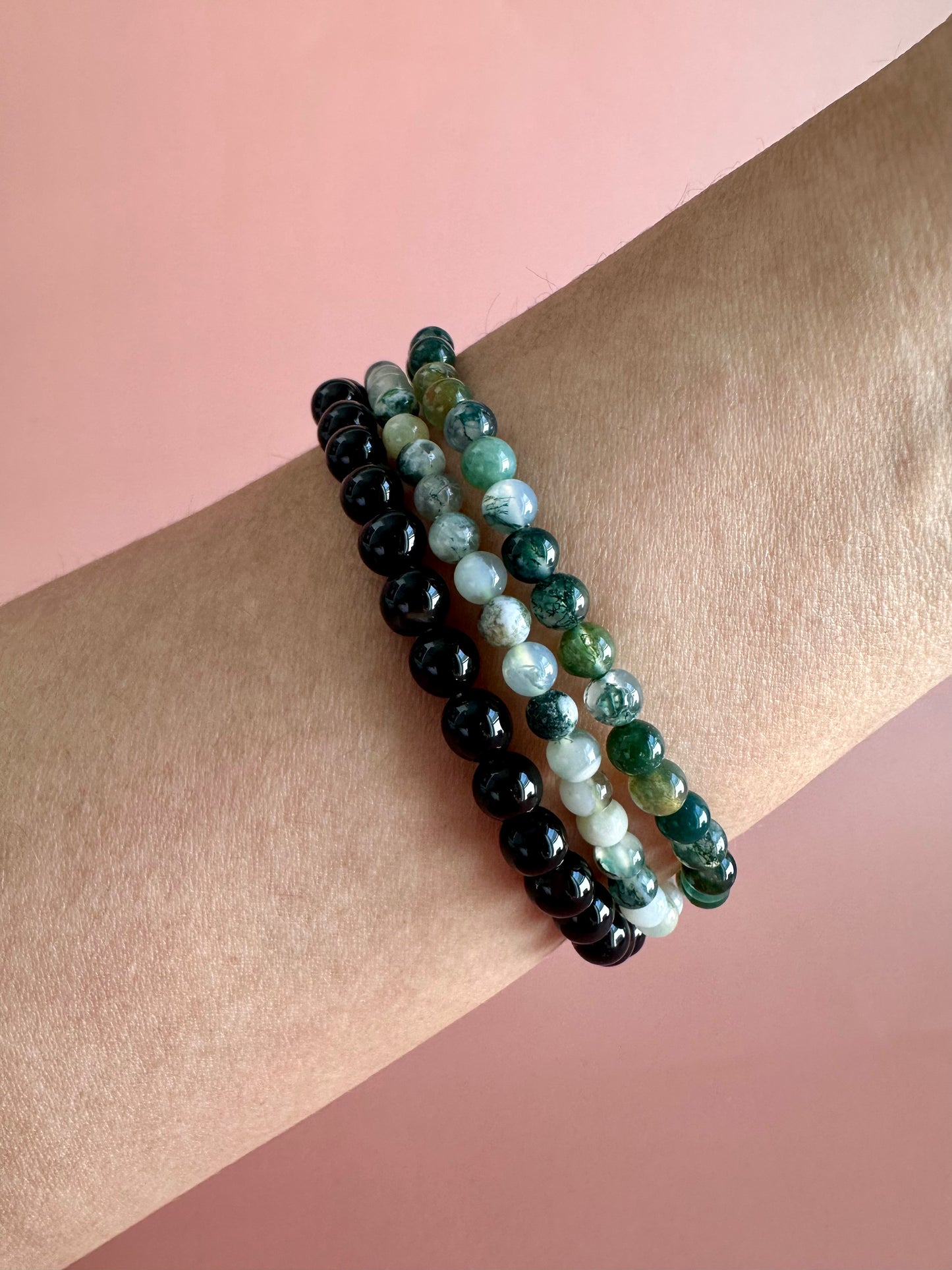 Bracelet Bundle Set: “Rooted in Kindness” - Tree Agate, Moss Agate, Black Tourmaline