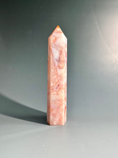 Carnelian Flower Agate Tower Option K | Blooming Potential, Courage & Joy Crystal
