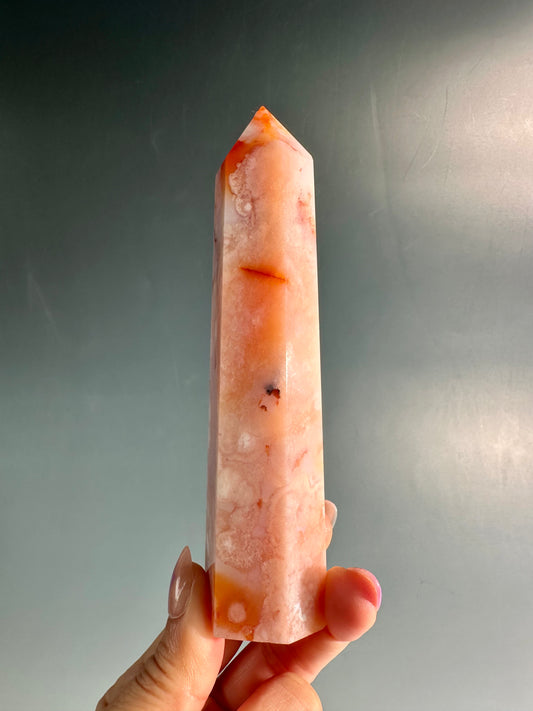 Carnelian Flower Agate Tower Option K | Blooming Potential, Courage & Joy Crystal