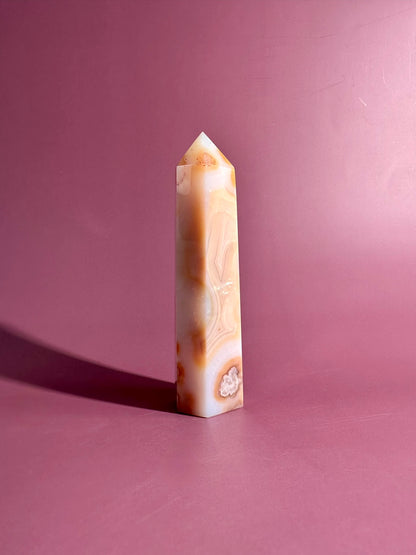 Carnelian Flower Agate Tower Option G | Joy, Confidence & Personal Growth Crystal
