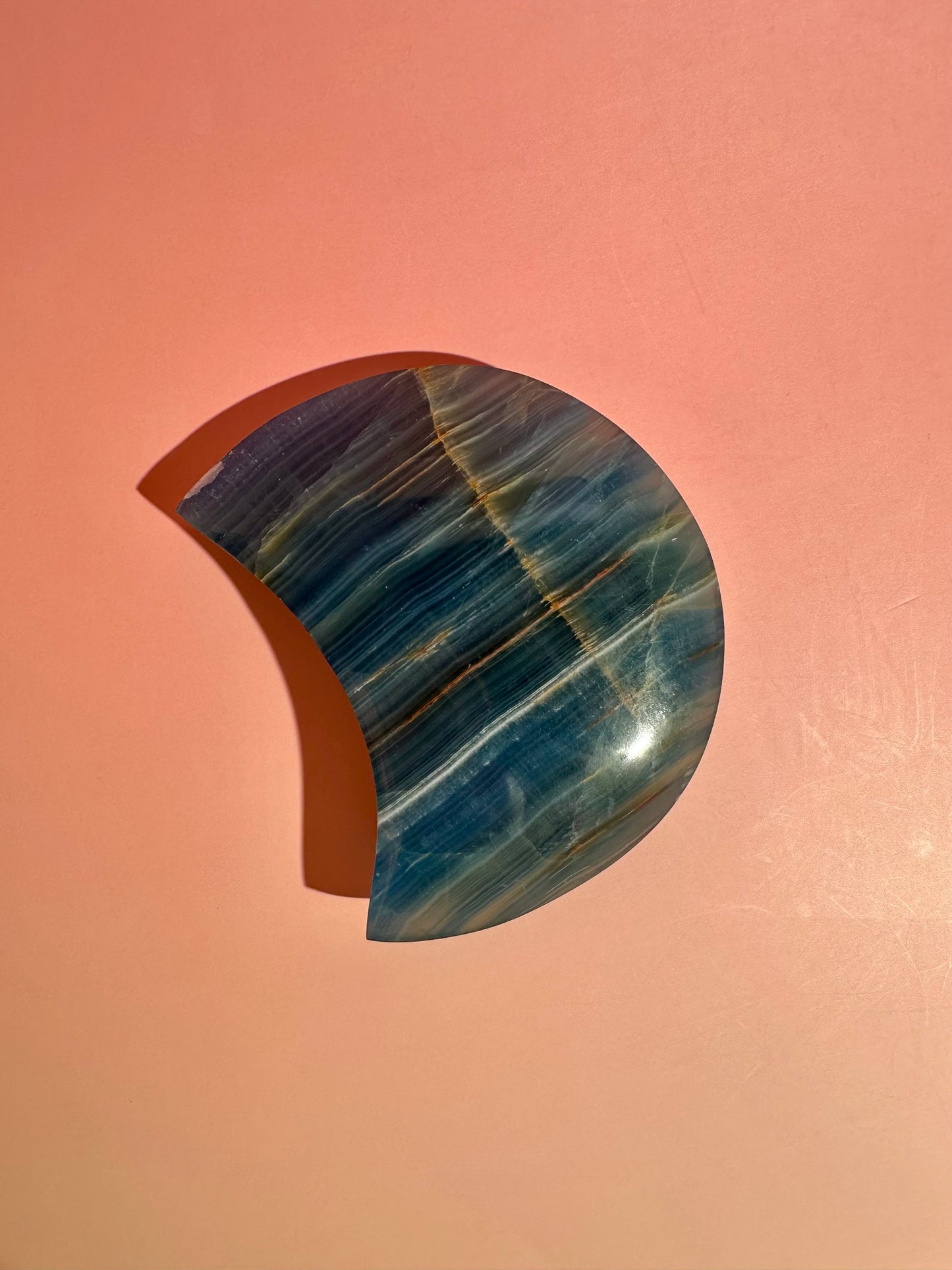 Blue Onyx Crescent Moon on Black Stand – Option C | Wisdom, Balance & Celestial Energy