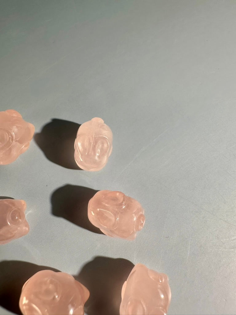 Mini Rose Quartz Bunny | Cute Pink Crystal Carving