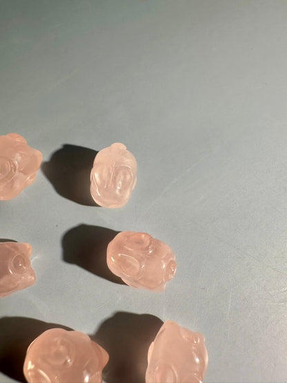 Mini Rose Quartz Bunny | Cute Pink Crystal Carving