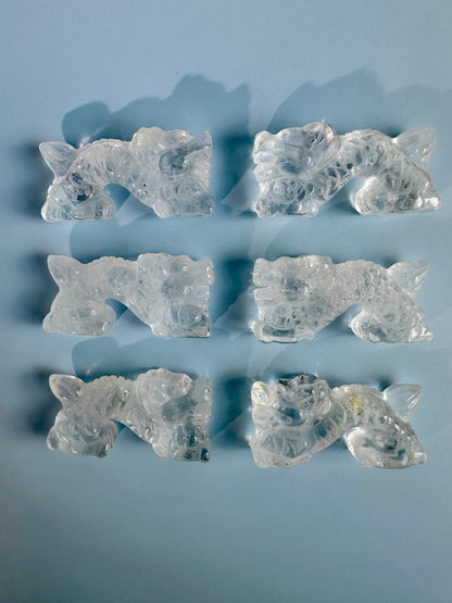 Clear Quartz Chinese Long Dragon Carving Talisman