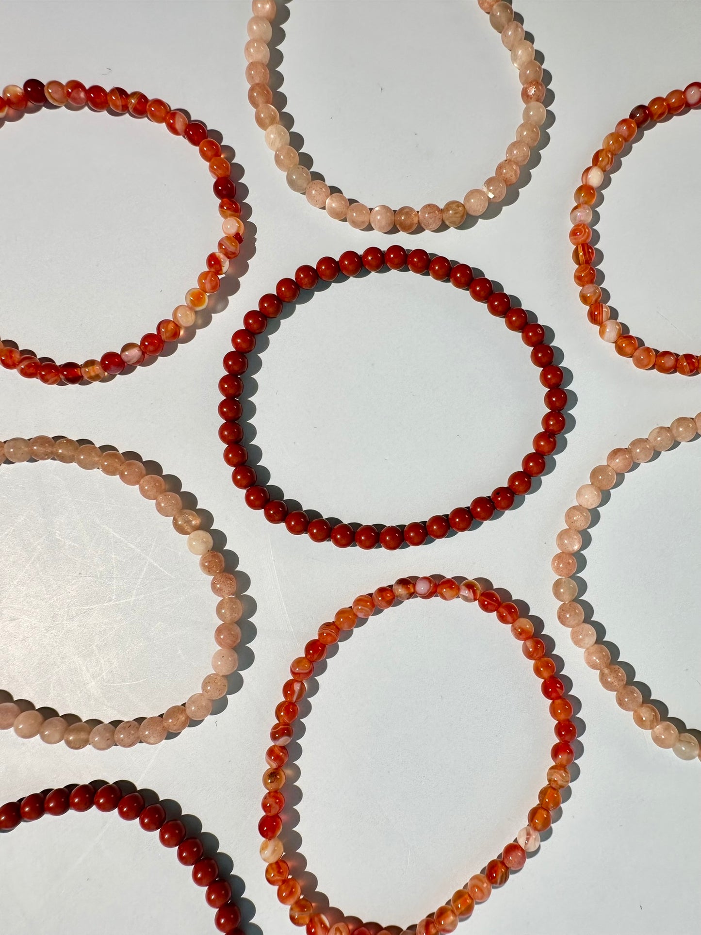 Bracelet Bundle Set: “Sunset Ember” - Red Jasper, Sunstone + Moonstone, Carnelian