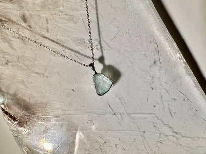 925 Sterling Silver Rough Aquamarine Bezel Pendant Necklace