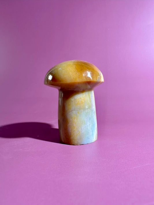 Sea Jasper with Pyrite Inclusion Mushroom – Option I | One-of-a-Kind Polished Crystal Carving