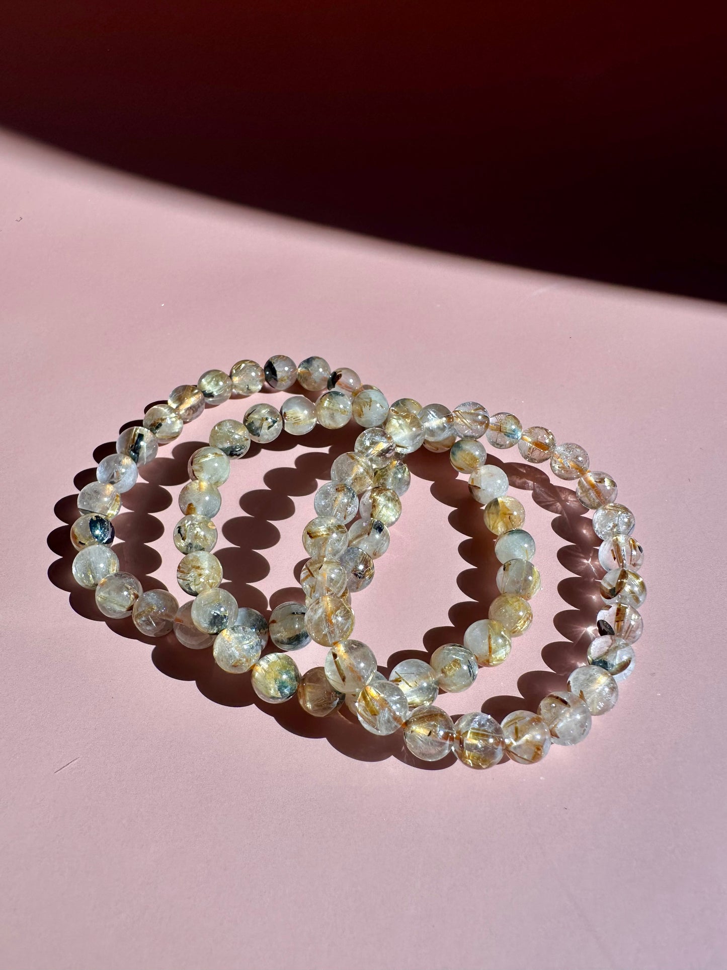 6mm Golden Rutile Quartz Beaded Bracelet