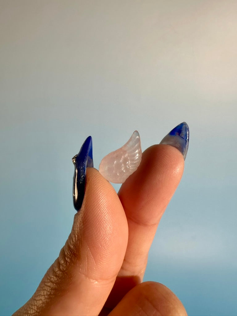 Mini Rose Quartz Angel Wing | Pink Crystal Carving