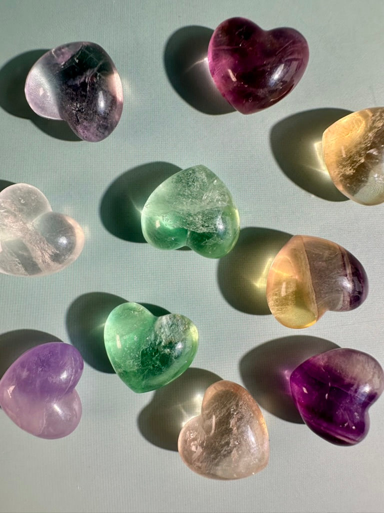 Small Rainbow Fluorite Heart | Crystal Carving