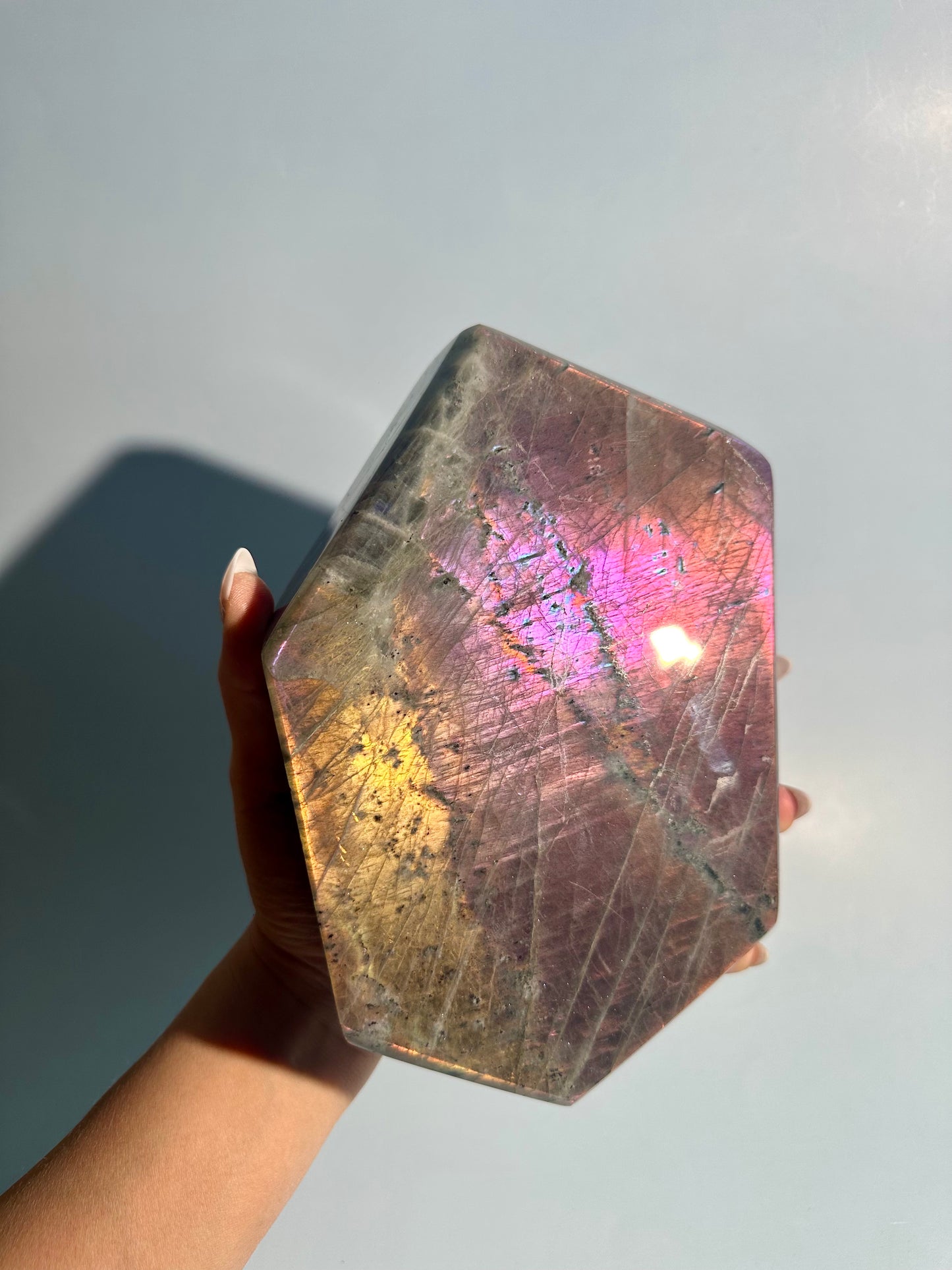 Extra Large Dual Sunset and Orange Flash Labradorite Standing  Freeform – Option B