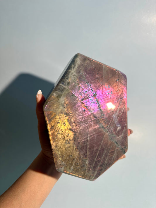 Extra Large Dual Sunset and Orange Flash Labradorite Standing  Freeform – Option B