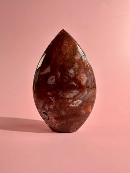 Indonesian Red Moss Agate Flame – Option A | Grounding, Courage & Growth Crystal