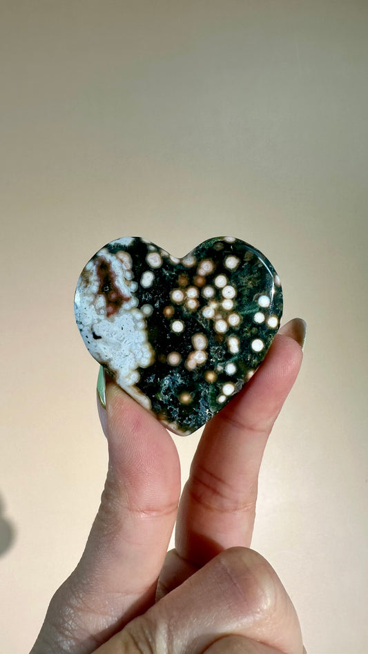 Ocean Jasper Heart Carving – Option N