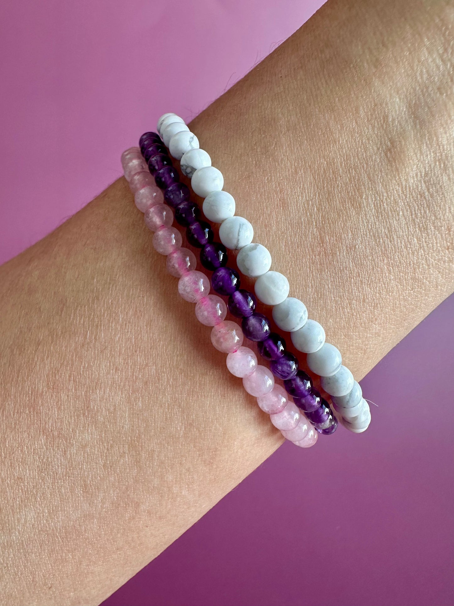 Bracelet Bundle Set: “The Kind Heart” - Rose Quartz, Howlite, Amethyst