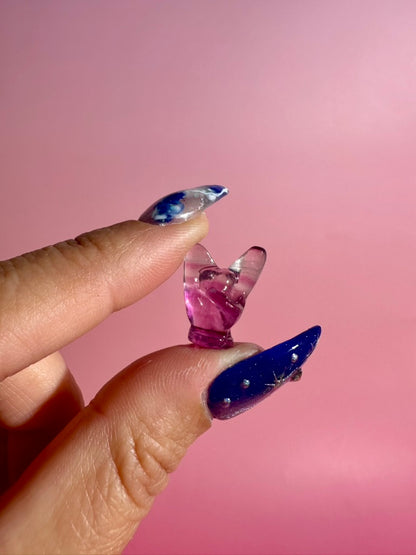 Mini Rainbow Fluorite Hard Rock Longhorn | Crystal Carving