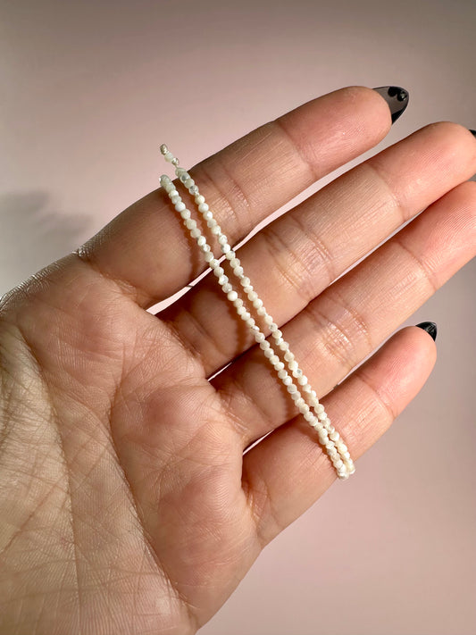 2mm Mother of Pearl Adjustable Beaded Bracelet