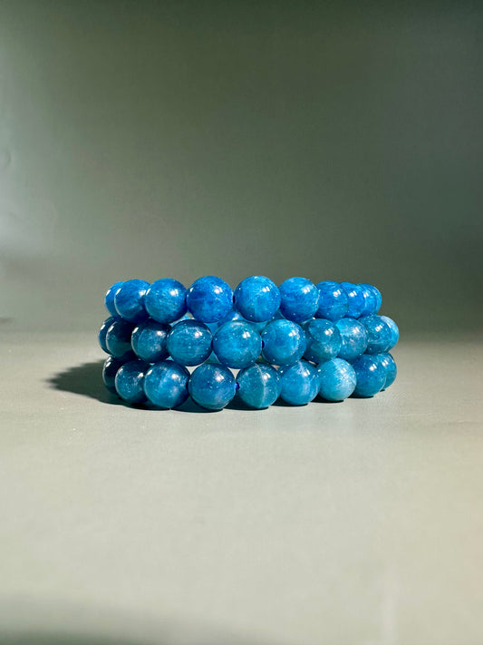 8mm HQ Blue Apatite Beaded Bracelet