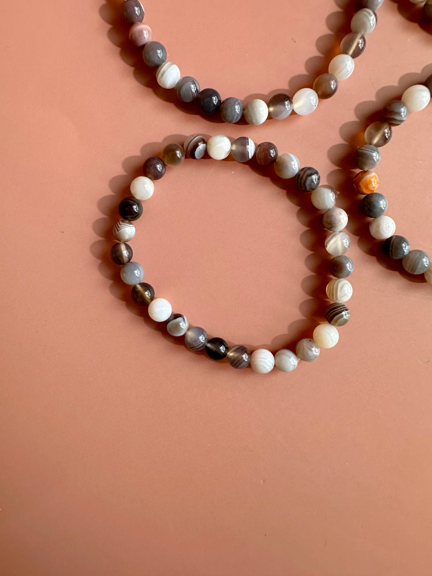 6mm Botswana Agate Beaded Bracelet