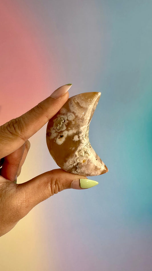 Flower Agate Crescent Moon – Option D
