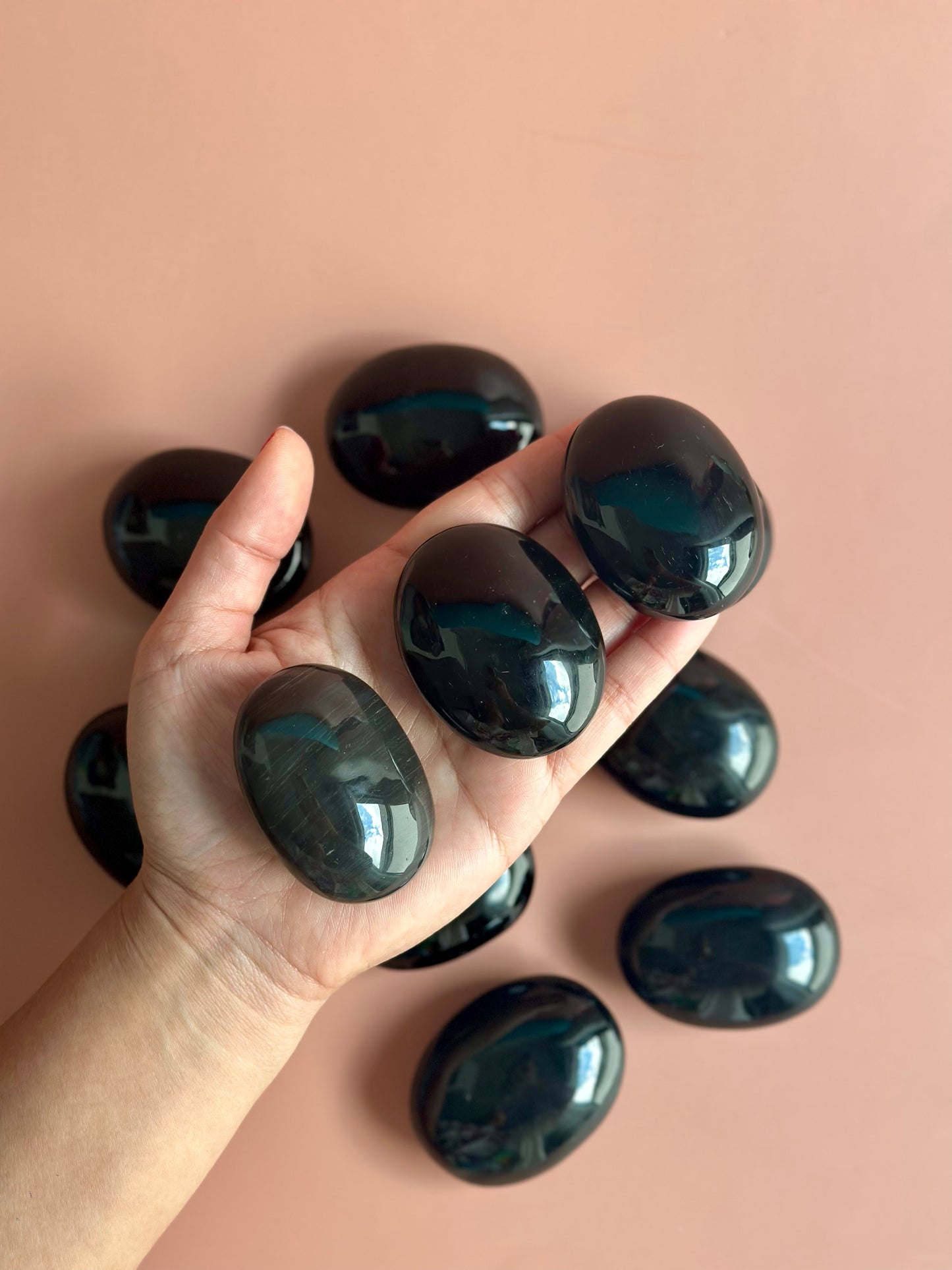 Black Obsidian Palm Stone