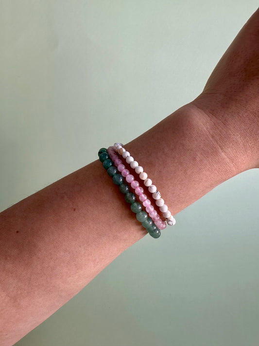 Bracelet Bundle Set: “Mother’s Love” - Mother of Pearl, Rose Quartz, Green Jade