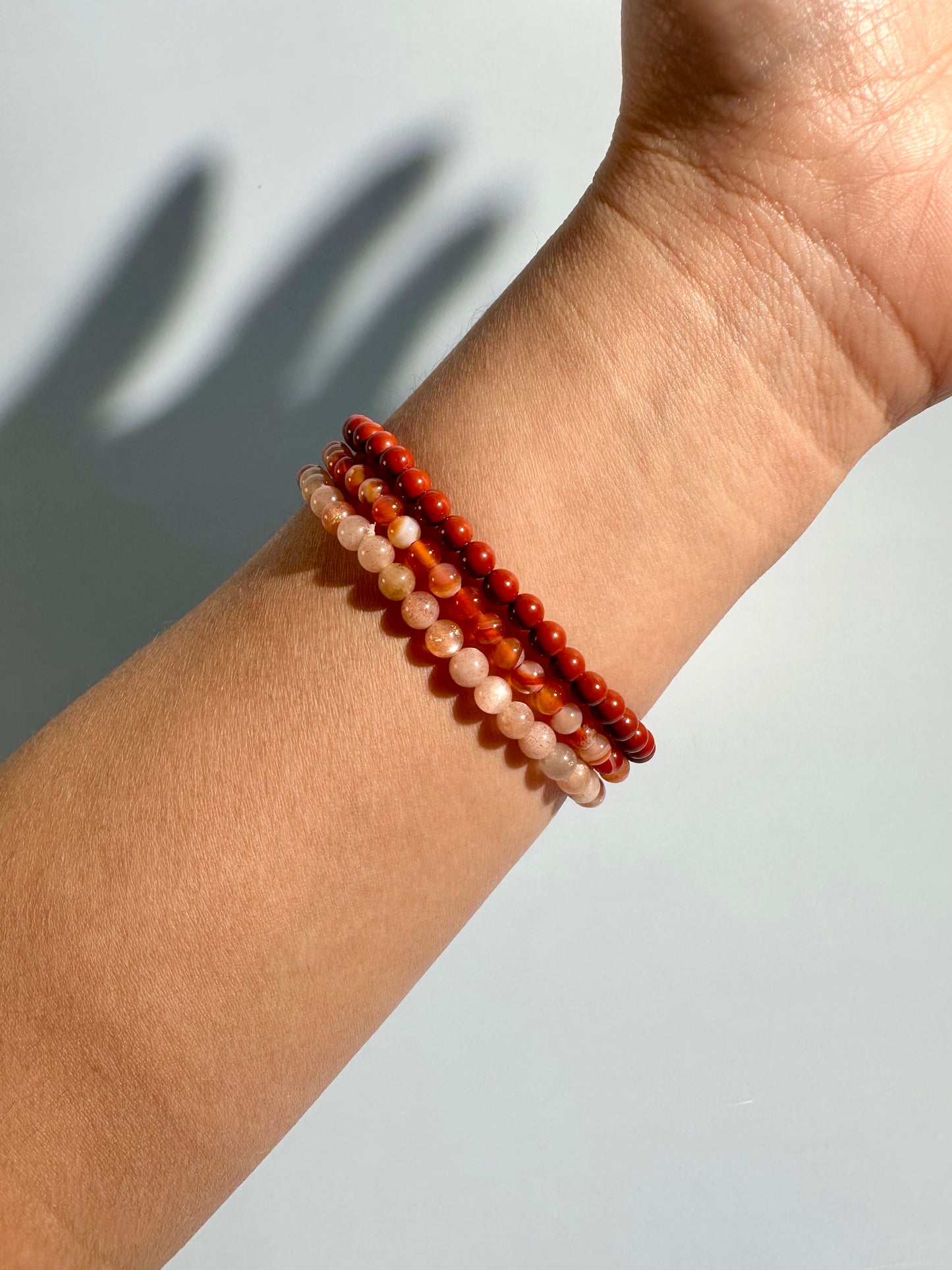 Bracelet Bundle Set: “Sunset Ember” - Red Jasper, Sunstone + Moonstone, Carnelian