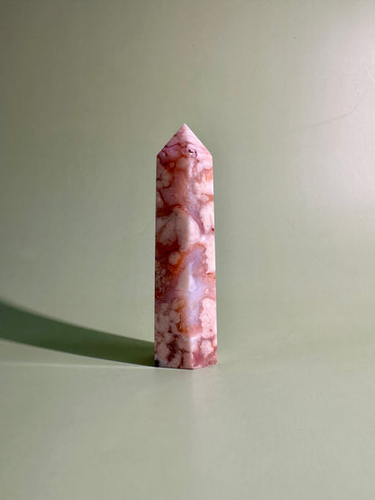 Carnelian Flower Agate Tower Option F | Motivation, Courage & Blooming Potential Crystal