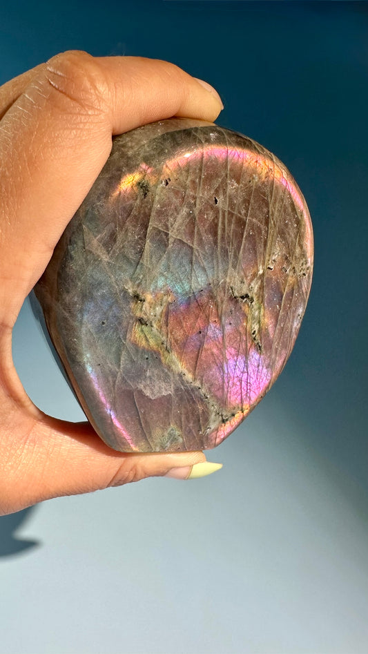 Large Rainbow Flash Labradorite Standing Freeform – Option B