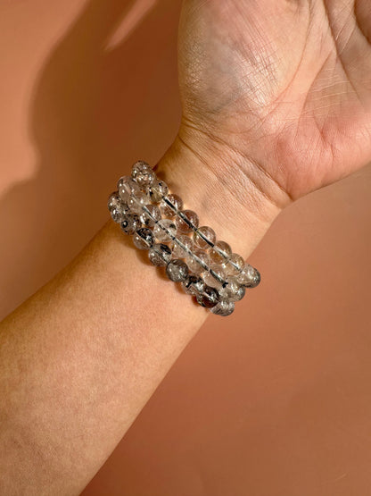 8mm Quartz with Biotite Inclusions Bracelet