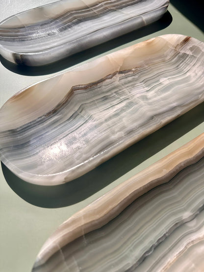 Banded Onyx Long Oval Tray