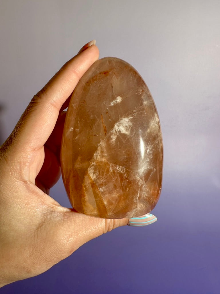 Fire Quartz Standing Freeform Option B | Polished Hematoid Quartz Display Crystal
