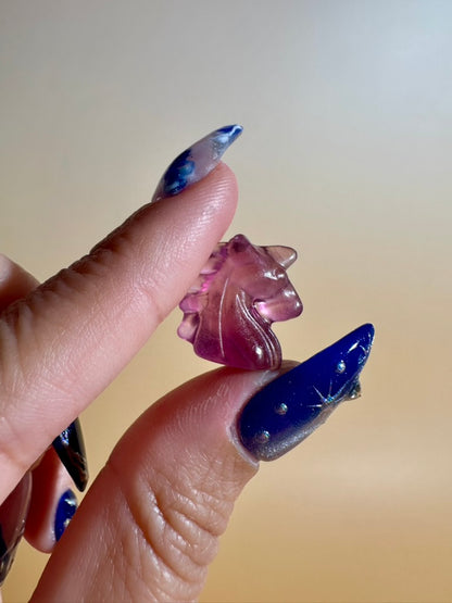 Mini Rainbow Fluorite Unicorn Head | Crystal Carving