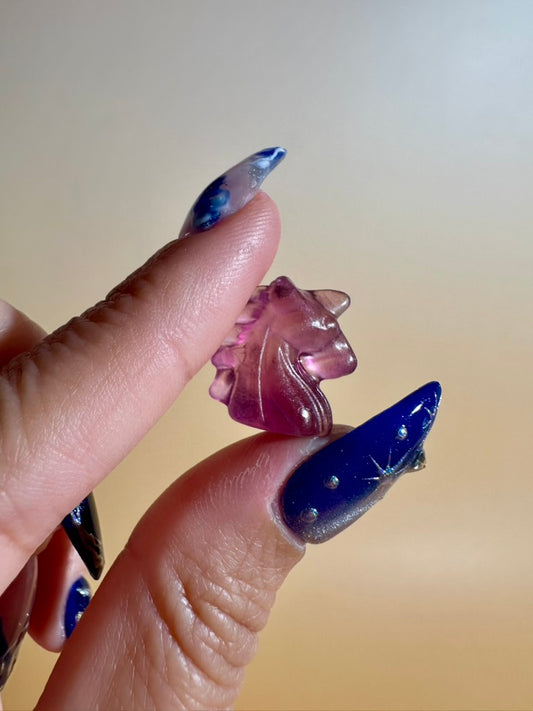 Mini Rainbow Fluorite Unicorn Head | Crystal Carving