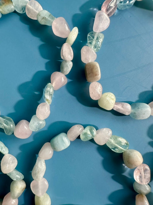8mm Multi Beryl (Morganite) Polished Tumbled Bracelet