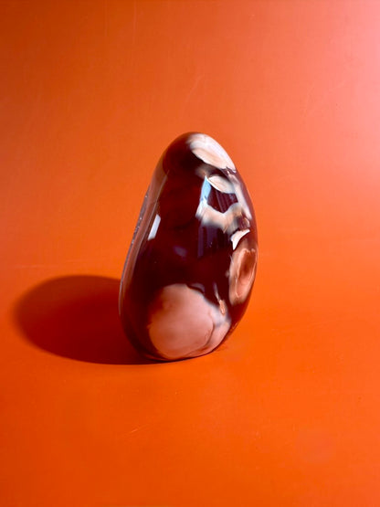 Carnelian Orca Agate Standing Freeform – Option C | Druzy Pocket, Abundance & Collector Crystal