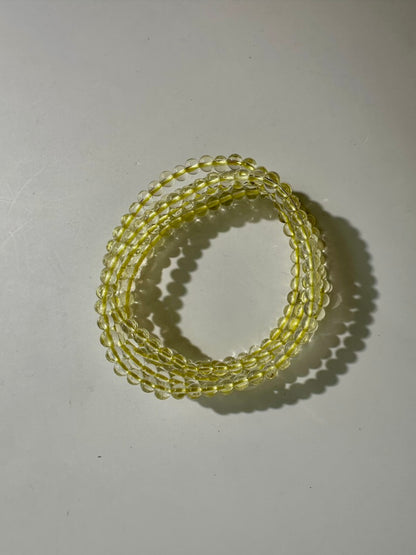 4mm Citrine Beaded Bracelet | Dainty Yellow Crystal Jewelry