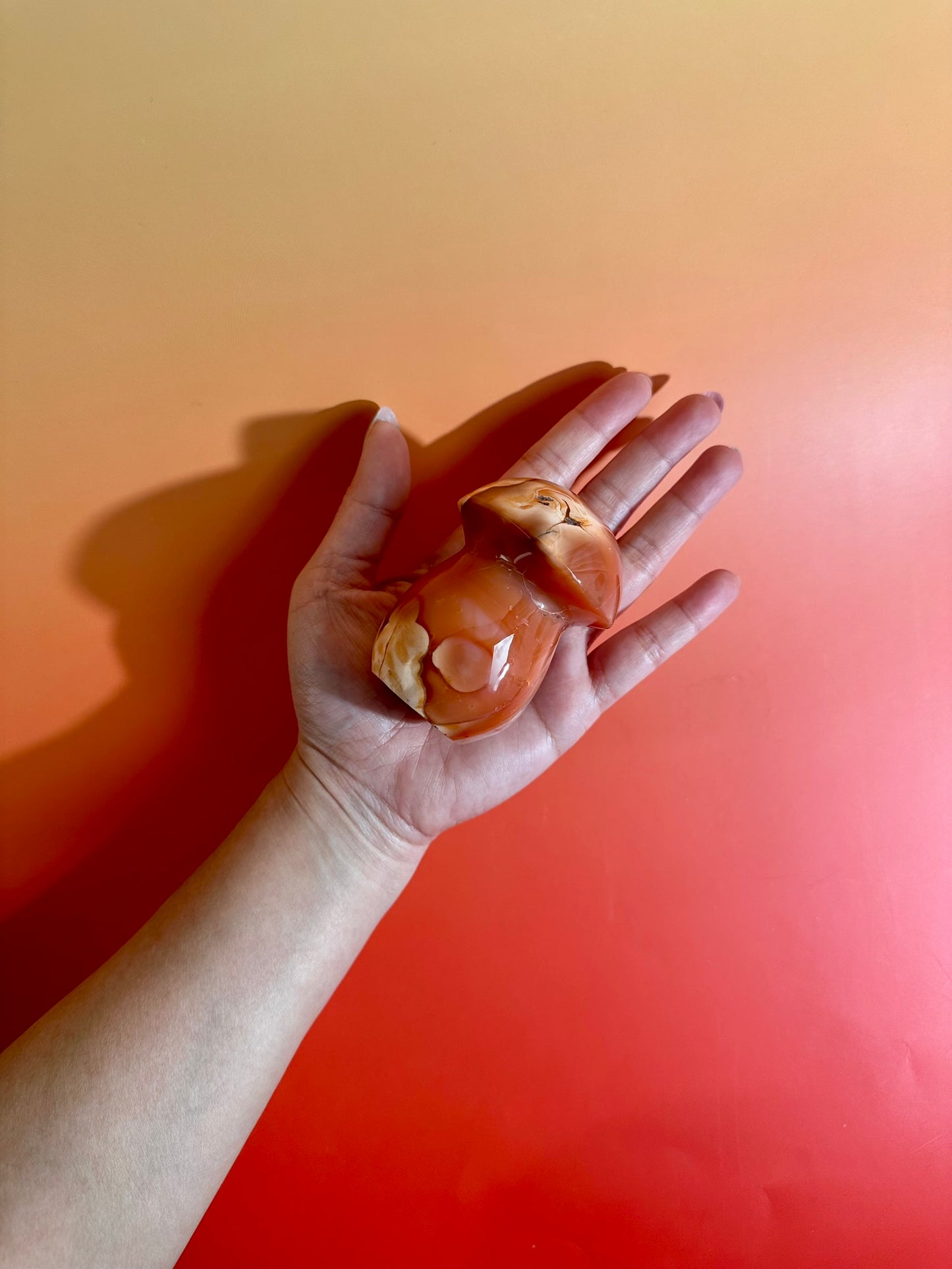 Carnelian Mushroom Carving – Option A | Courage, Vitality & Woodland Energy