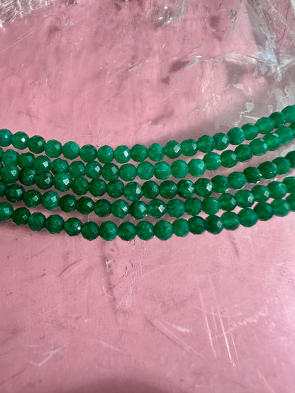 3mm Faceted Green Jade Necklace