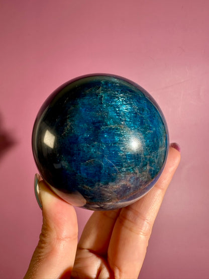 Blue Apatite Sphere – Option C | Collector Crystal, Intuition & Personal Growth
