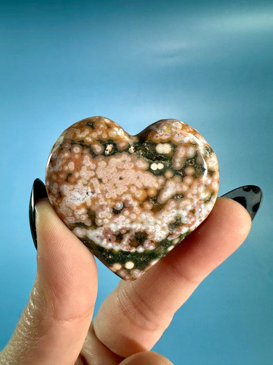 Ocean Jasper Heart Carving – F