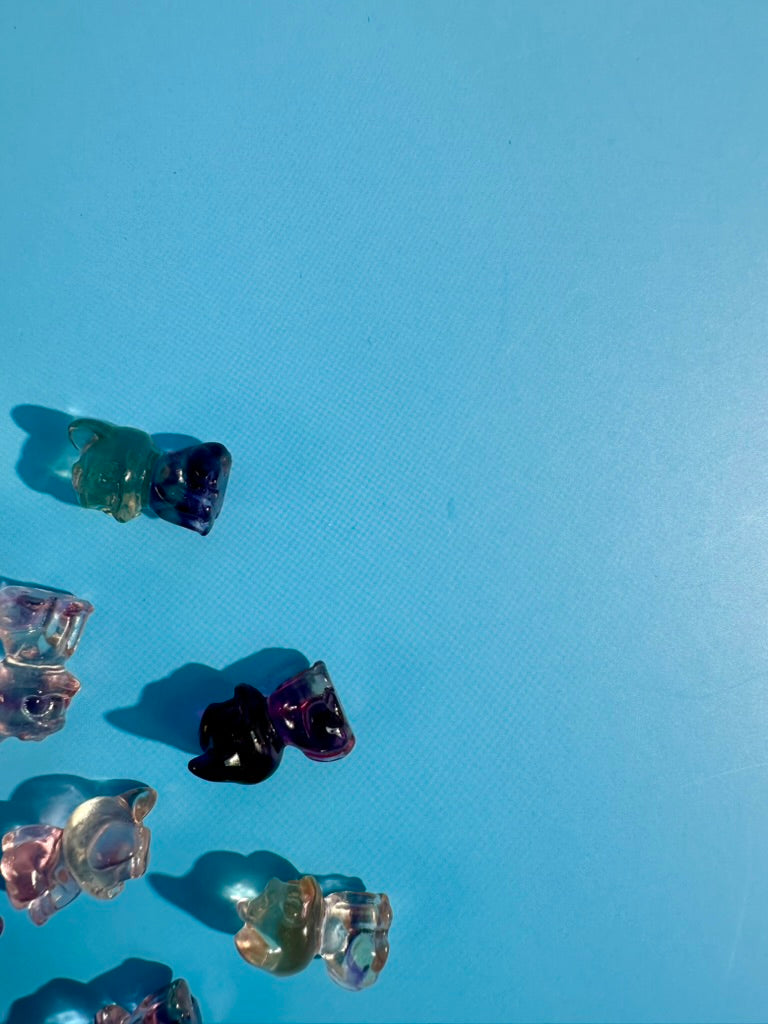 Mini Rainbow Fluorite Luna Cat | Crystal Carving