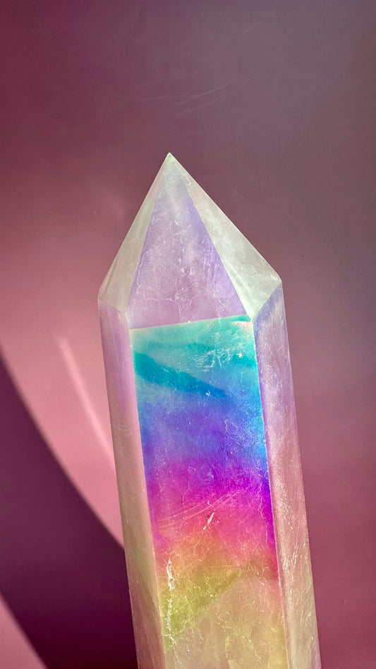 Aura Rose Quartz Tower – Option B (Large)