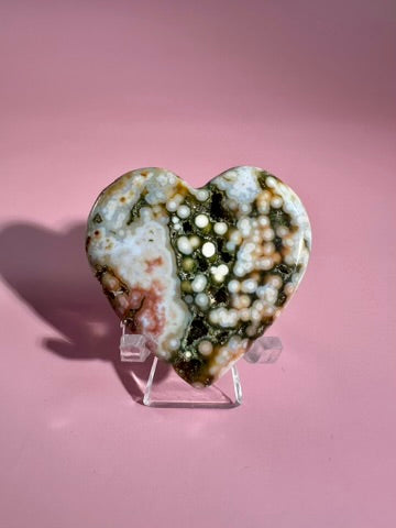 Ocean Jasper Heart Carving – H
